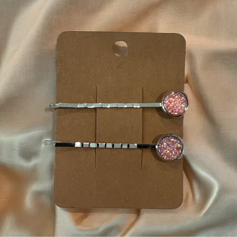 NEW Pink Druzies Design Bobby-pin Set
